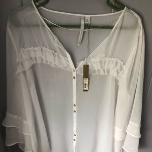 NEW Sheer blouse gold buttons !
